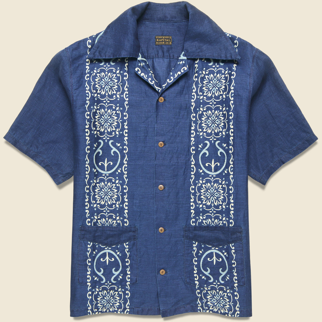 Kapital Havananaja Linen Cuba Shirt - Indigo