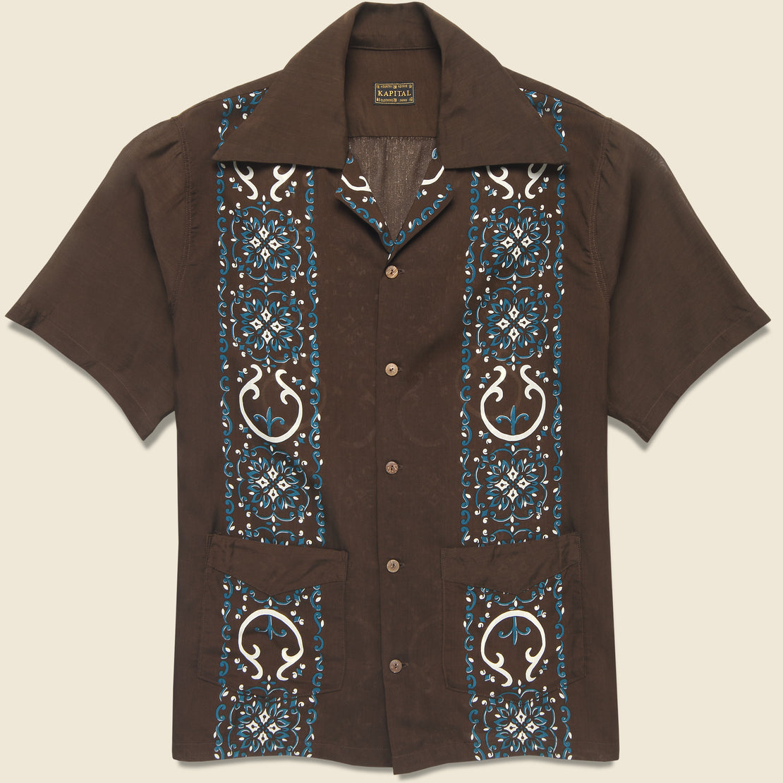Kapital Havananaja Silk Rayon Cuba Shirt - Brown