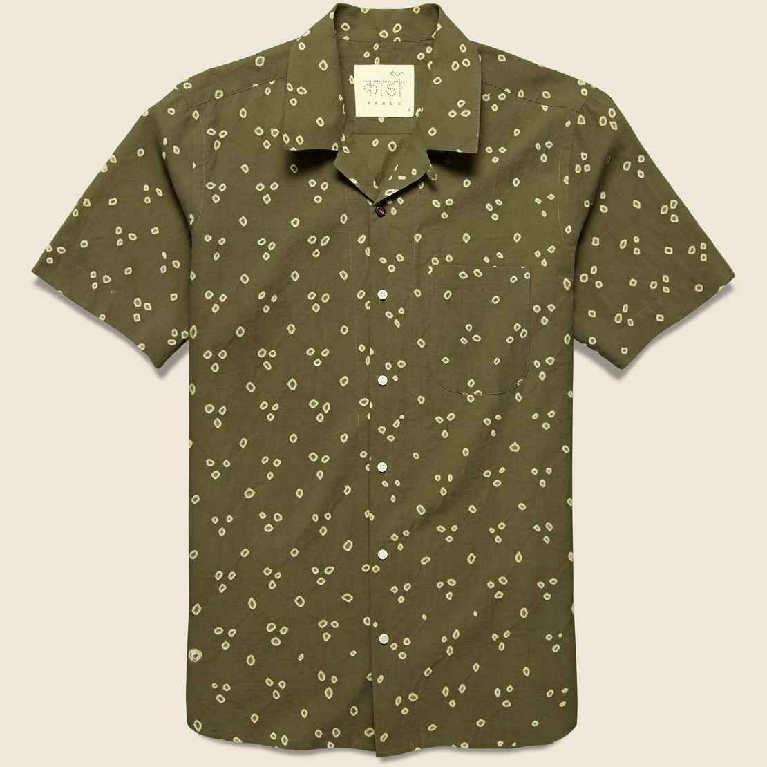 Kardo Lamar Pyramid Dot Bandhani Shirt - Olive