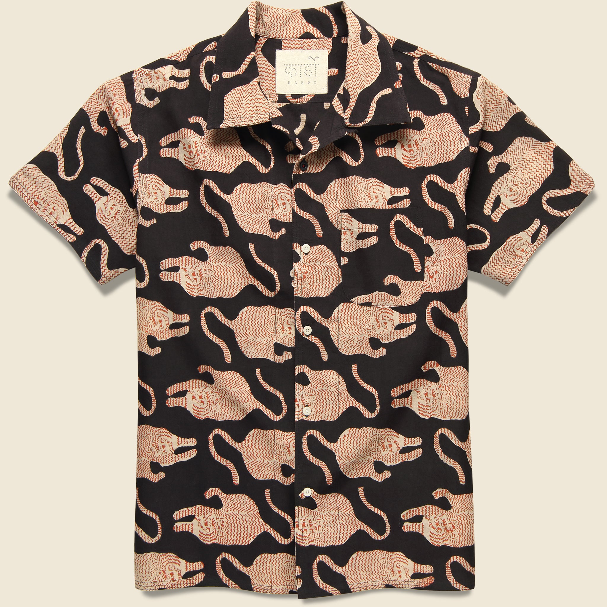 Tiger Block Print Shirt - Black - Kardo - STAG Provisions - Tops - S/S Woven - Other Pattern