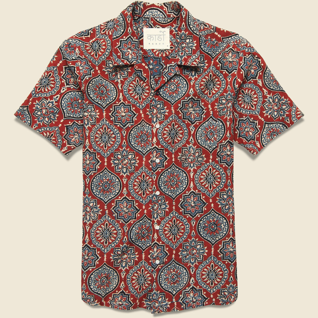 Kardo Lamar Block Print Tile Shirt - Red