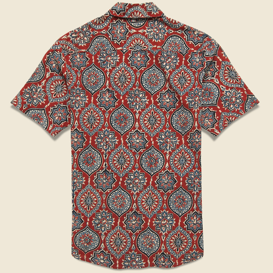 Lamar Block Print Tile Shirt - Red