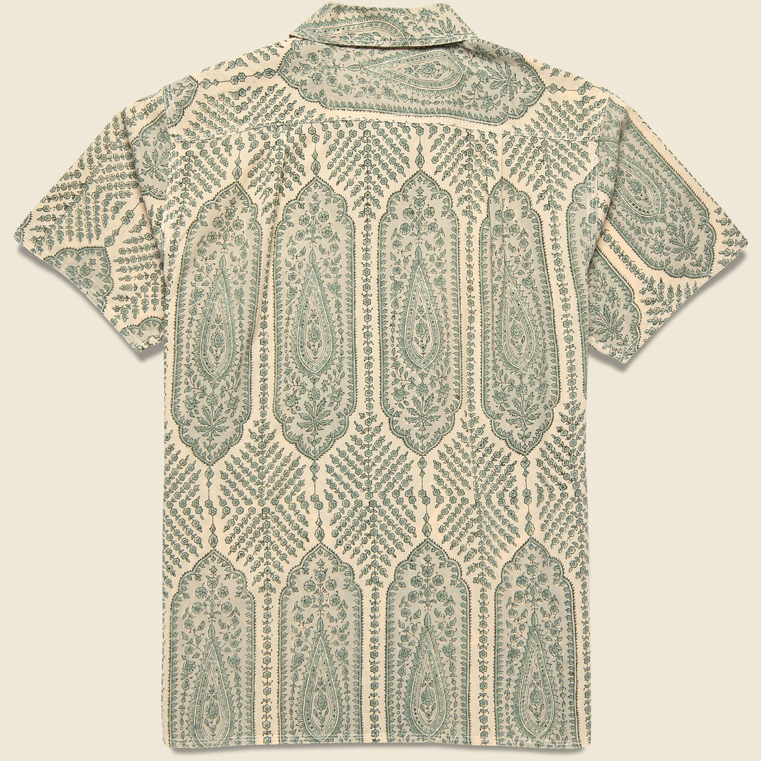 Chintan Paisley Block Print Shirt - Sage/Off White - Kardo - STAG Provisions - Tops - S/S Woven - Other Pattern