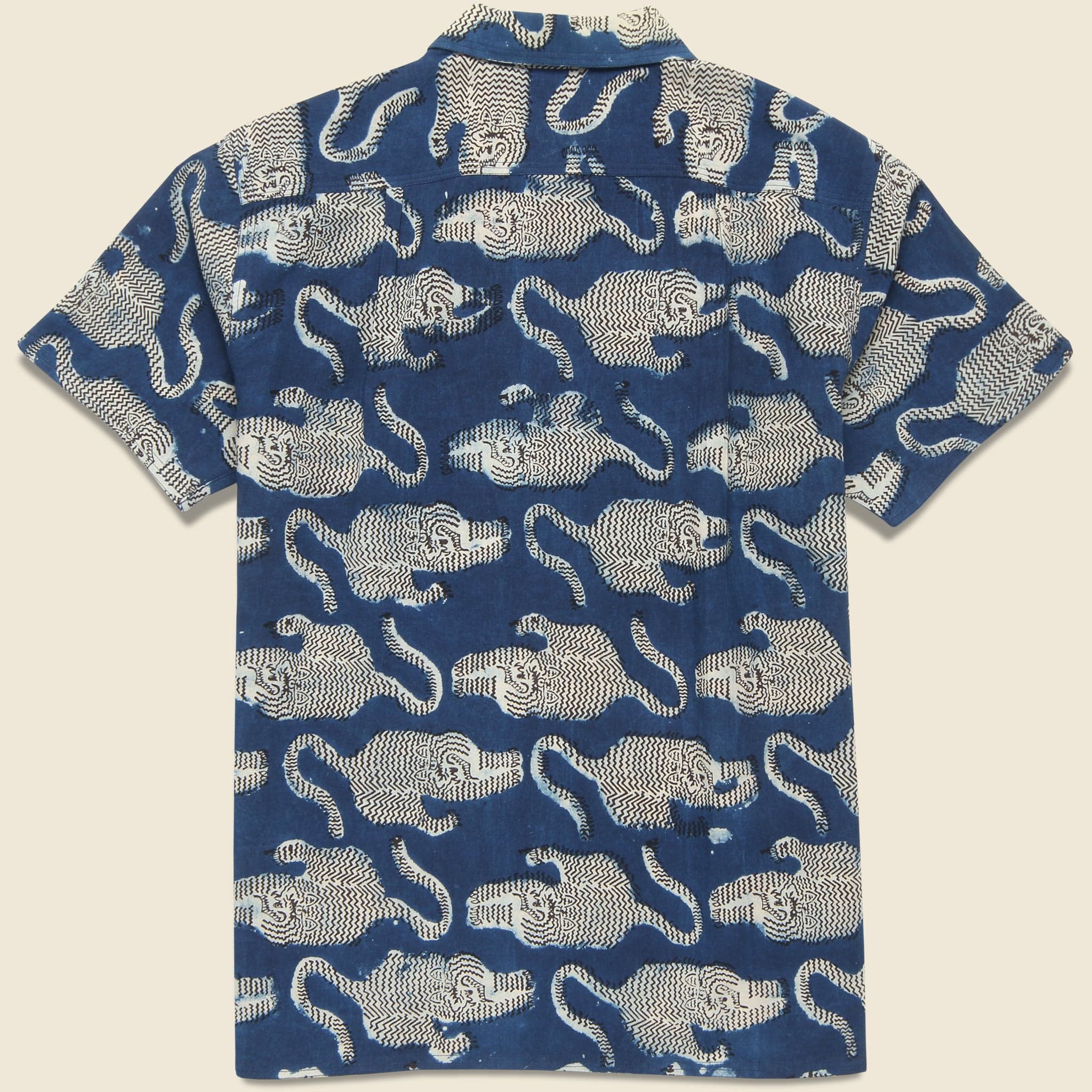 
                          Tiger Block Print Shirt - Blue - Kardo - STAG Provisions - Tops - S/S Woven - Other Pattern
                        