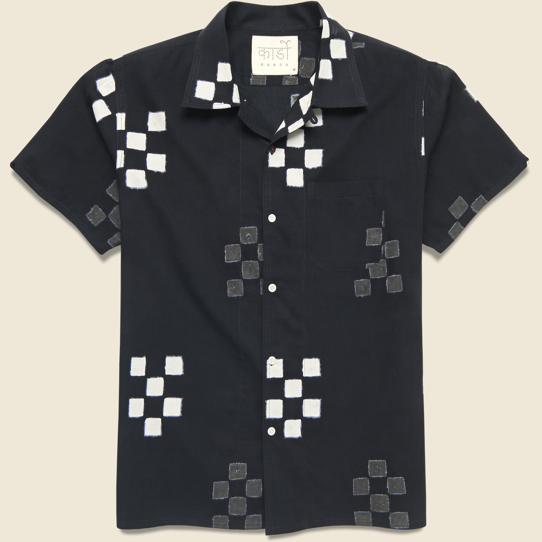 Cube Block Print Shirt - Black