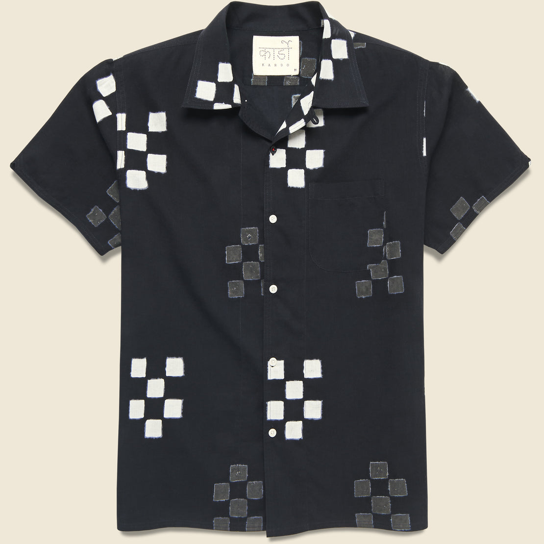 Kardo Cube Block Print Shirt - Black