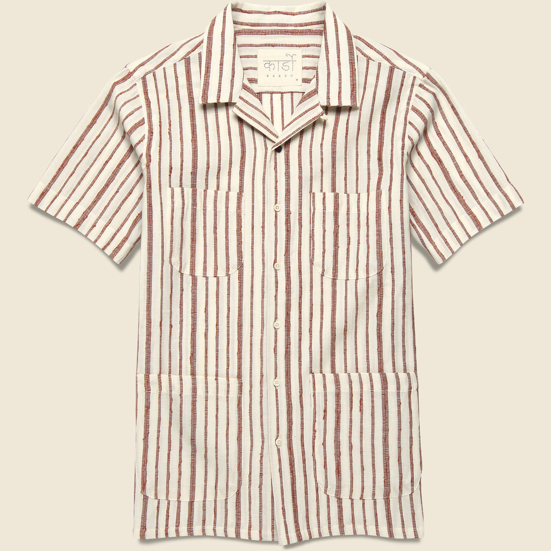 Kardo Handwoven Stripe Shirt - Brick