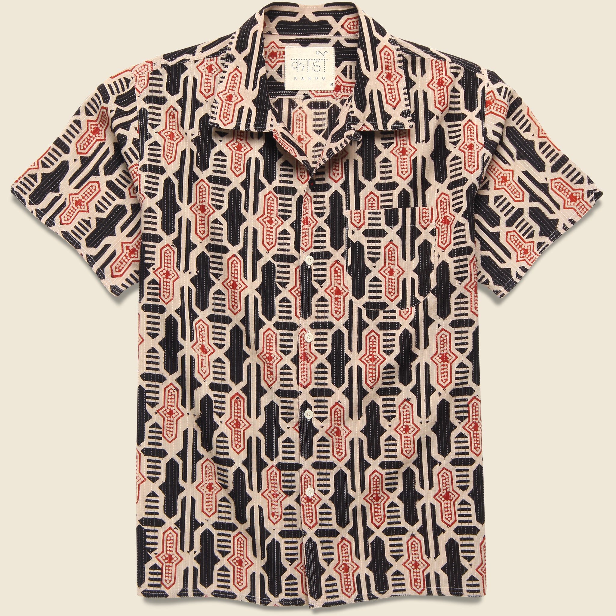 Geo Tile Block Print Shirt - Multi