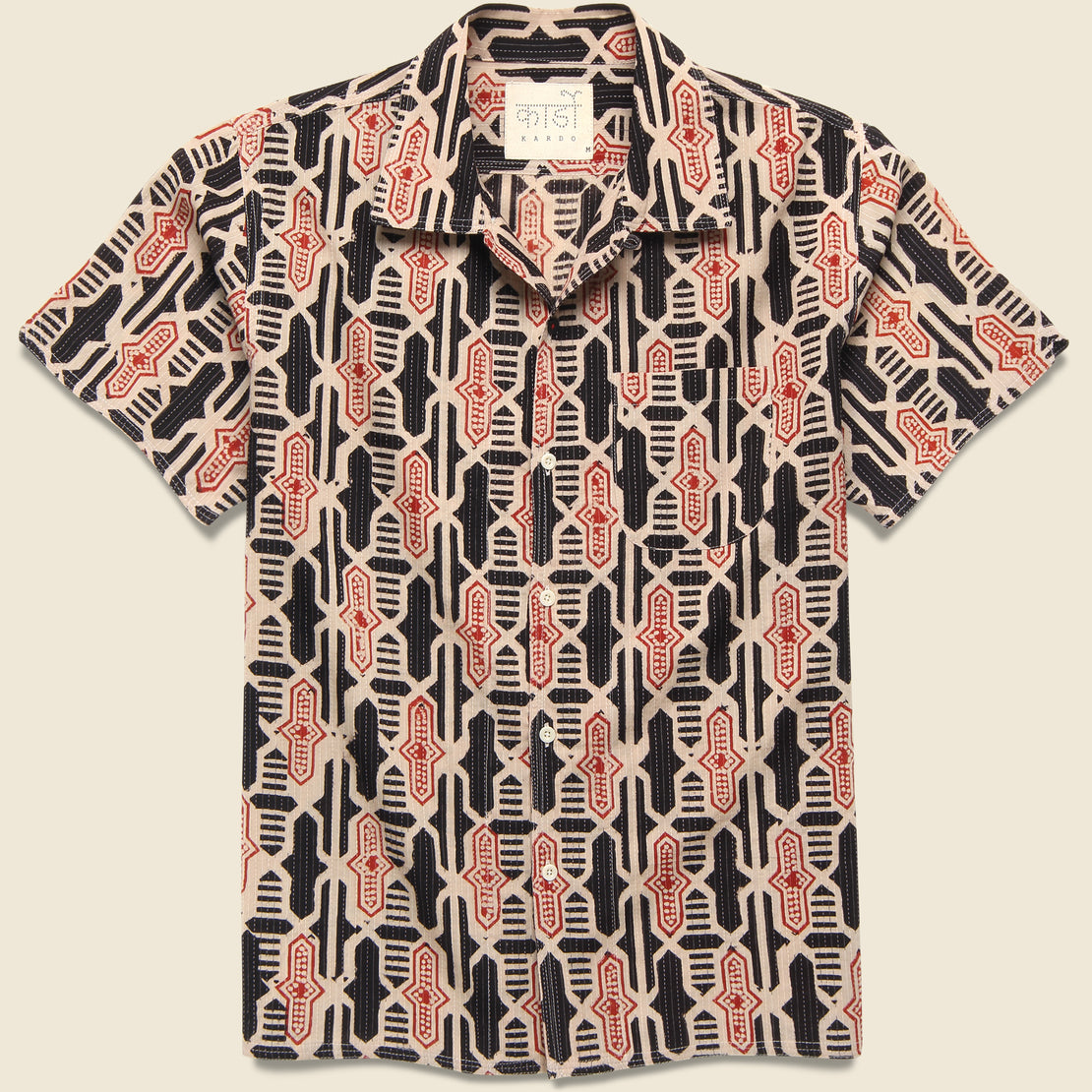 Kardo Geo Tile Block Print Shirt - Multi