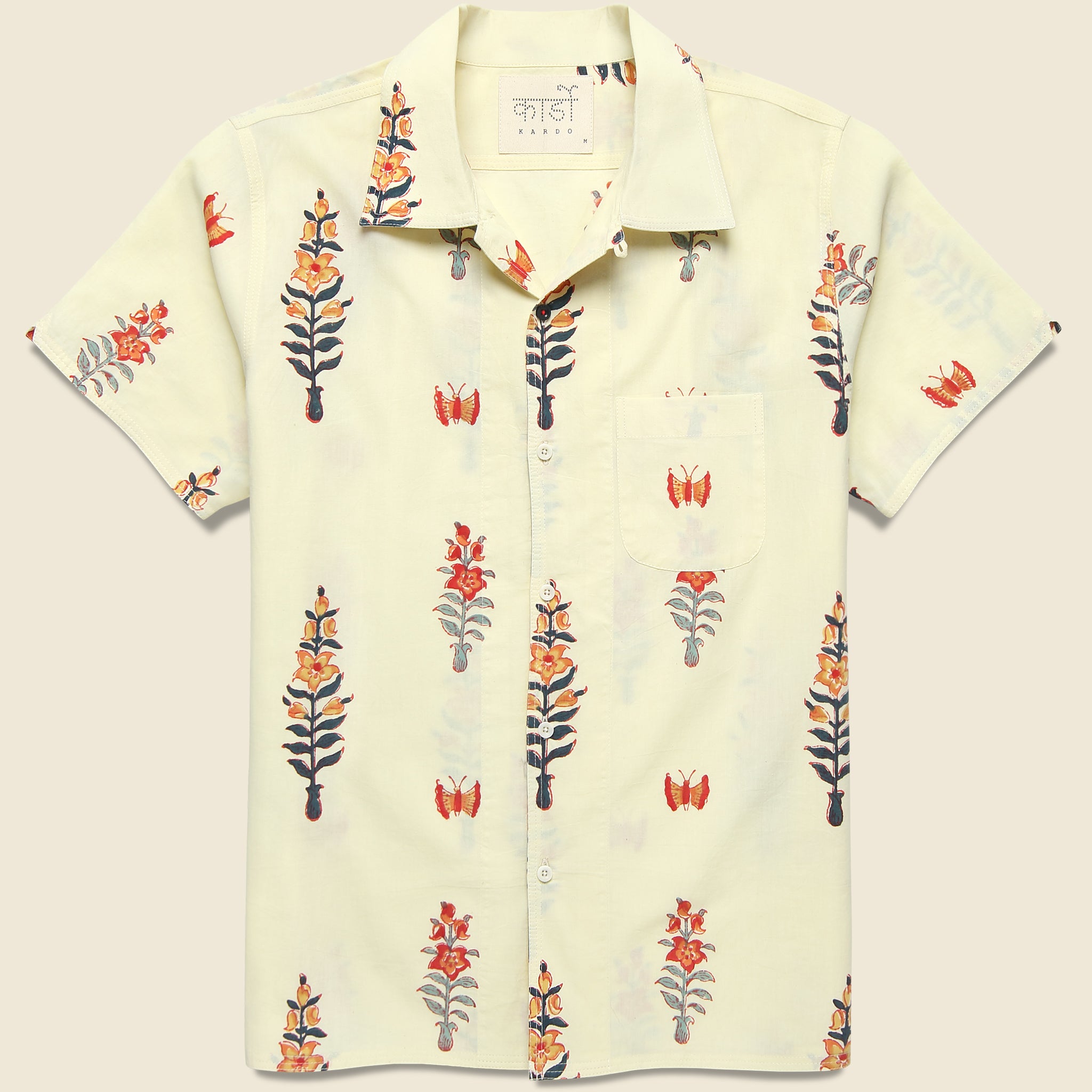 Floral Block Print Shirt - Cream