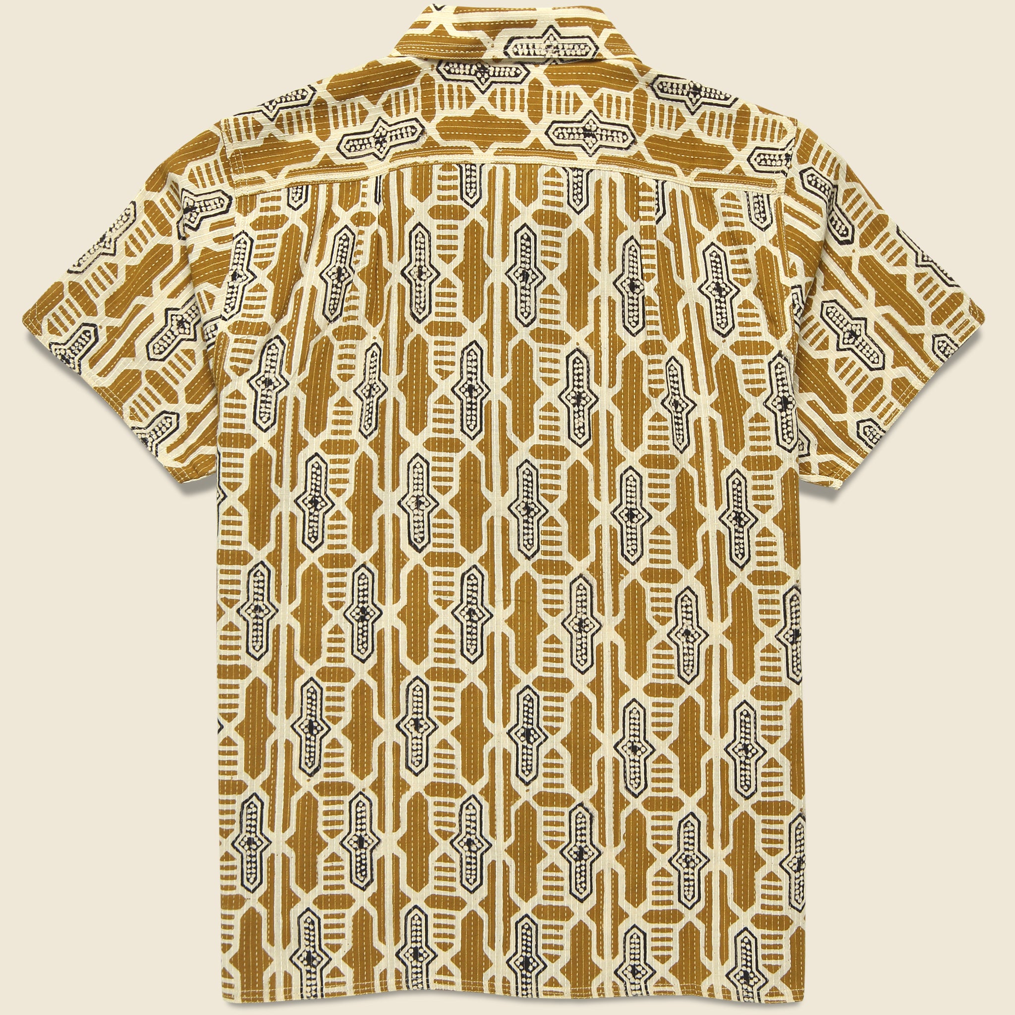 
                          Geo Tile Block Print Shirt - Gold - Kardo - STAG Provisions - Tops - S/S Woven - Other Pattern
                        