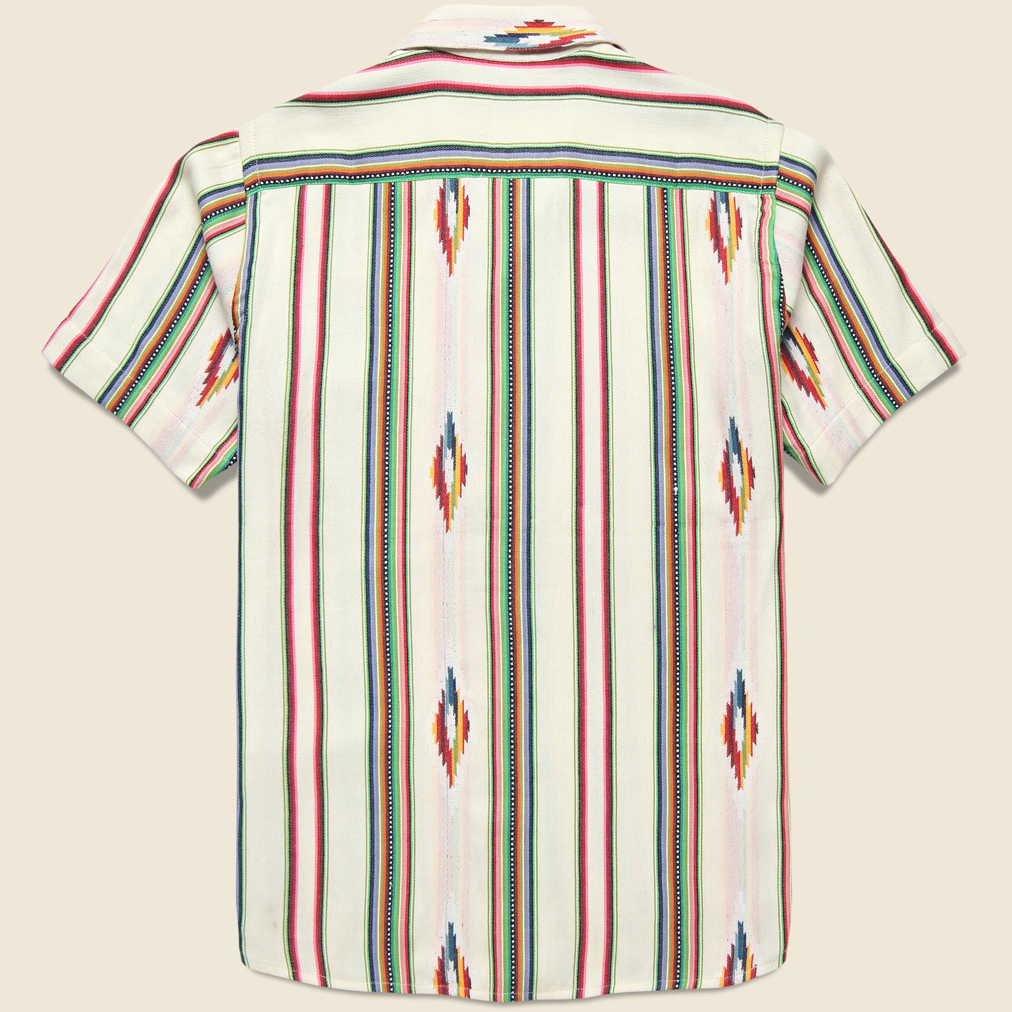 
                          Handwoven Blanket Stripe Shirt - Ecru
                        