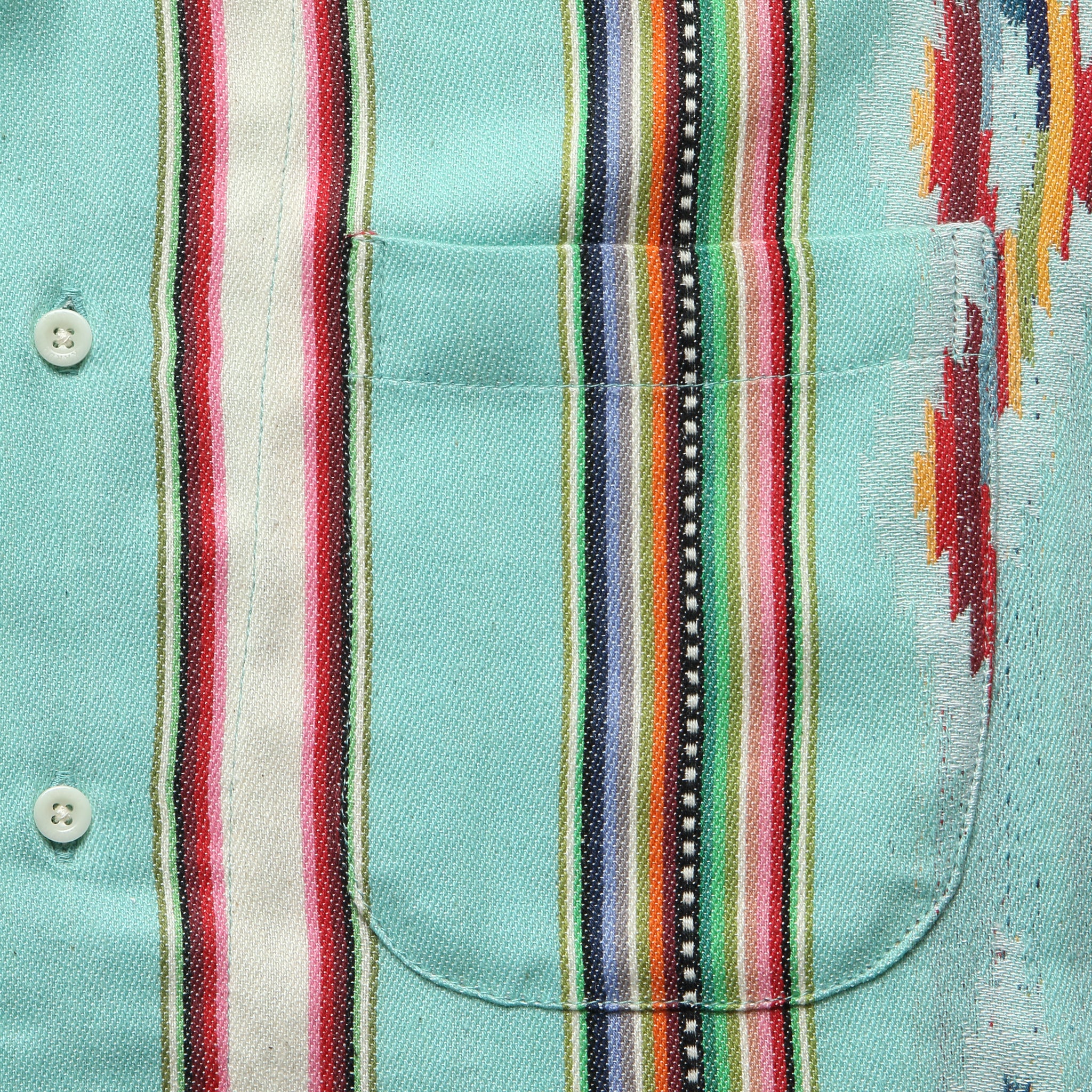 
                          Handwoven Blanket Stripe Shirt - Ice Green - Kardo - STAG Provisions - Tops - S/S Woven - Other Pattern
                        