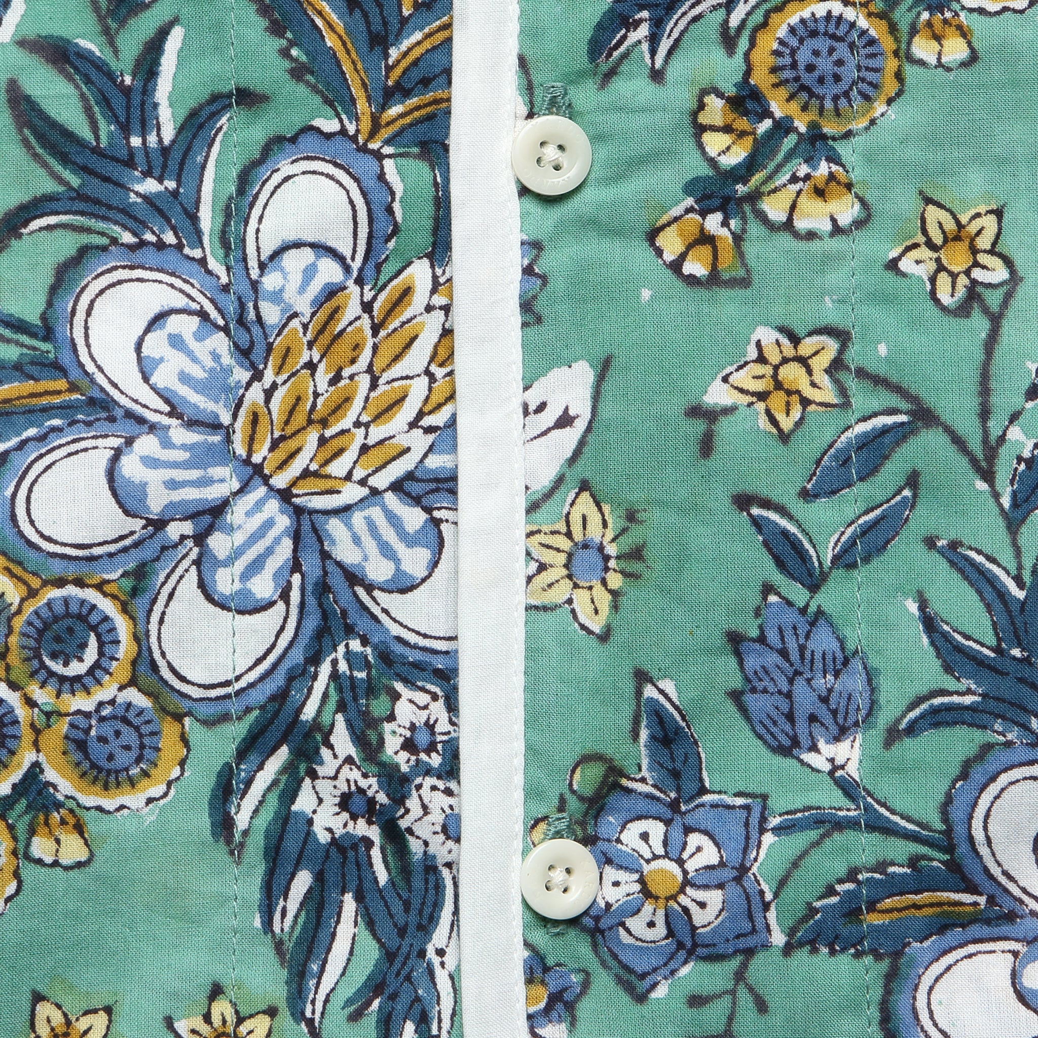 
                          Floral Block Print Shirt - Green
                        