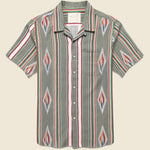 Handwoven Blanket Stripe Shirt - Olive - Kardo - STAG Provisions - Tops - S/S Woven - Other Pattern