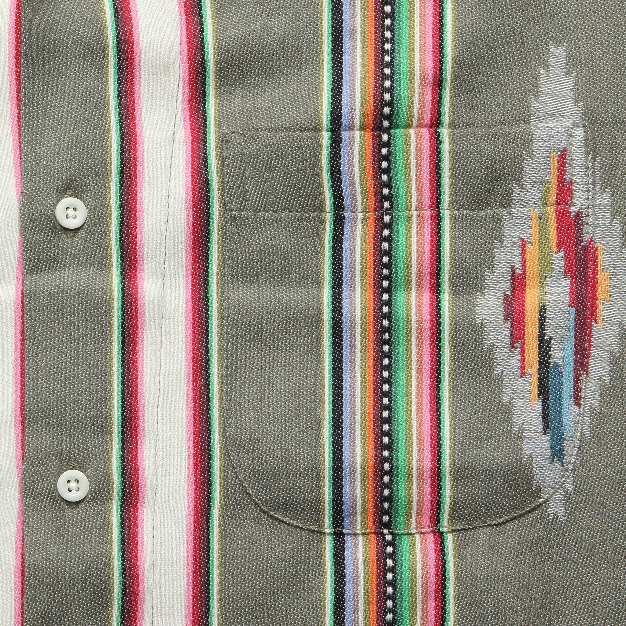 
                          Handwoven Blanket Stripe Shirt - Olive - Kardo - STAG Provisions - Tops - S/S Woven - Other Pattern
                        