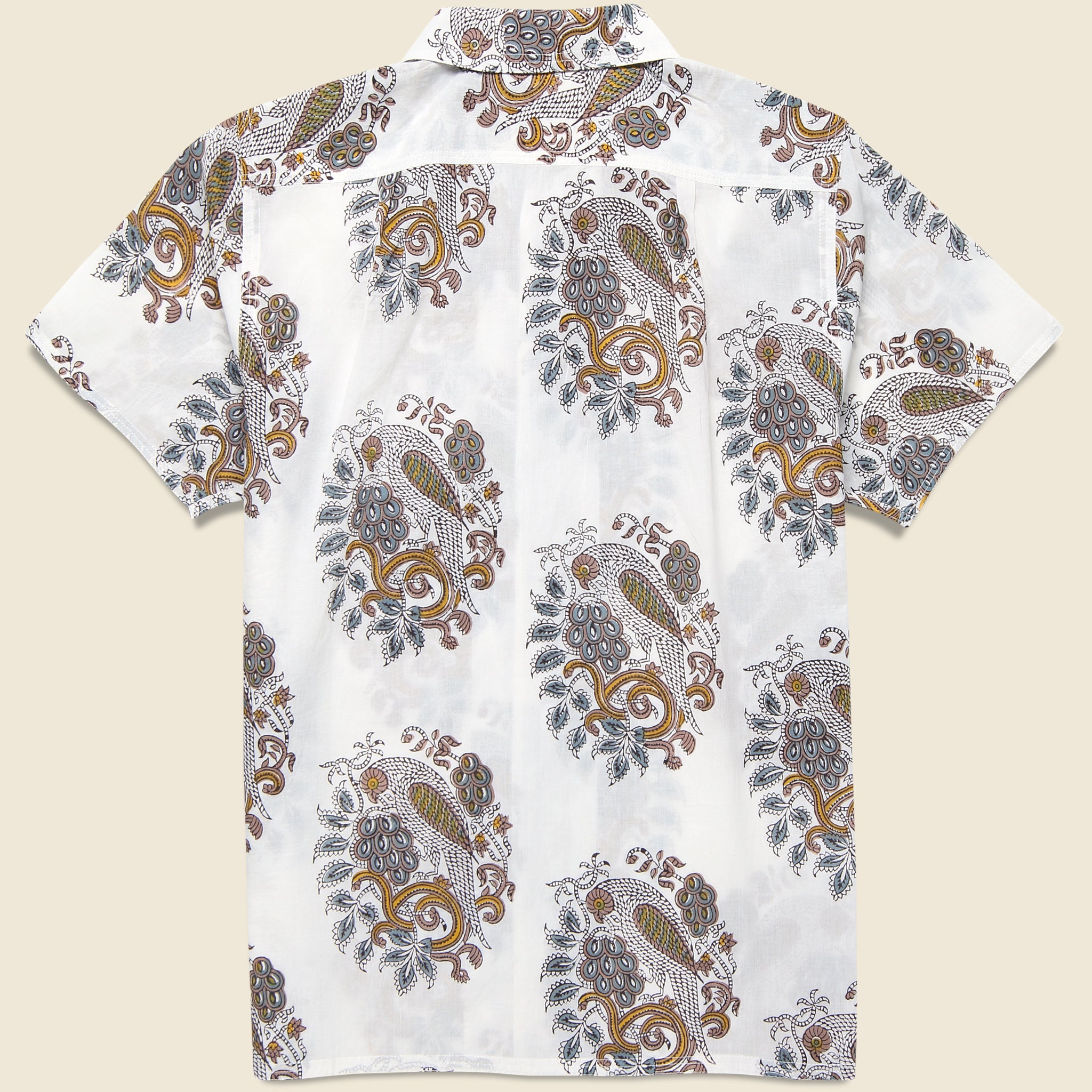 Paisley Parrot Block Print Shirt - White - Kardo - STAG Provisions - Tops - S/S Woven - Other Pattern