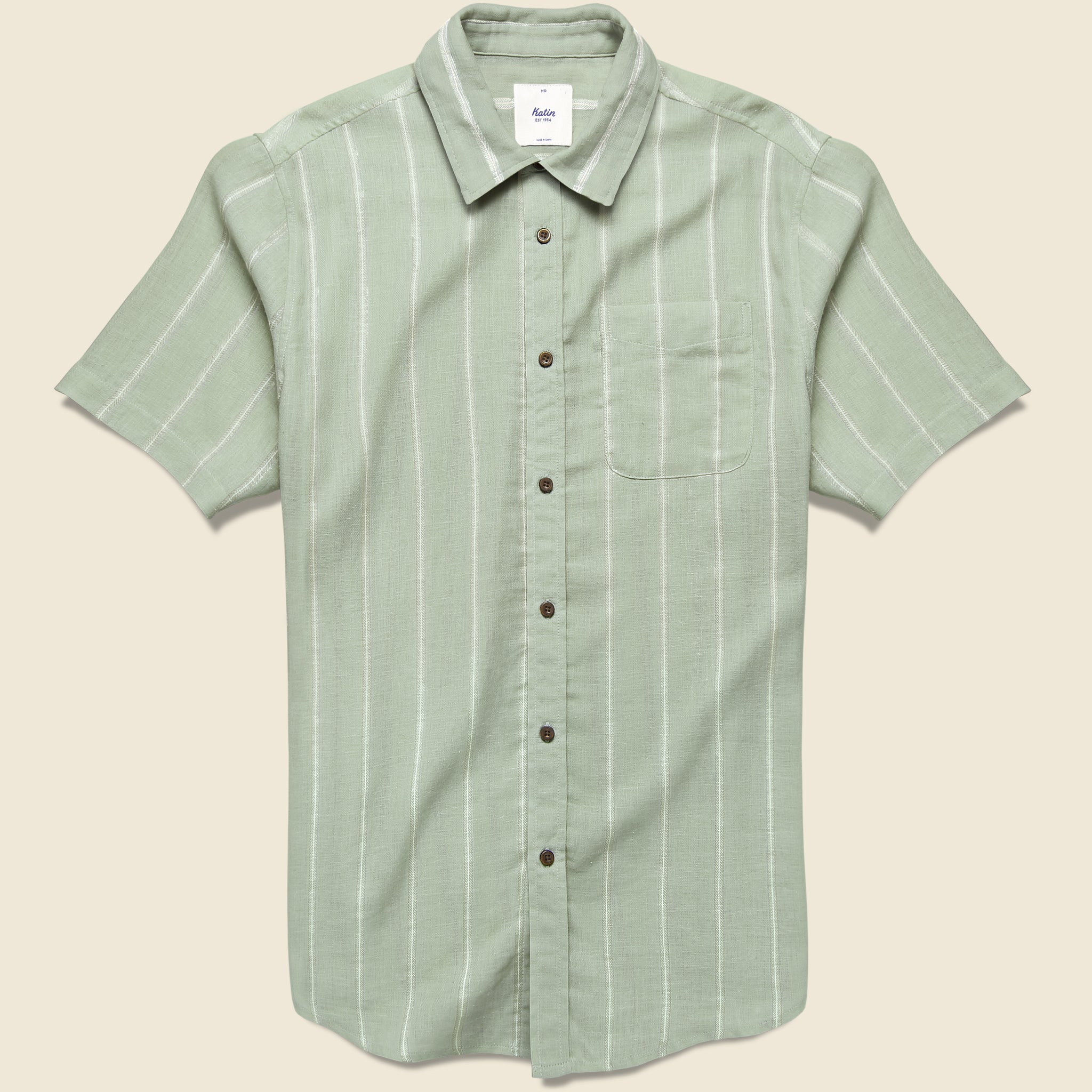 Alan Stripe Shirt - Sage/White