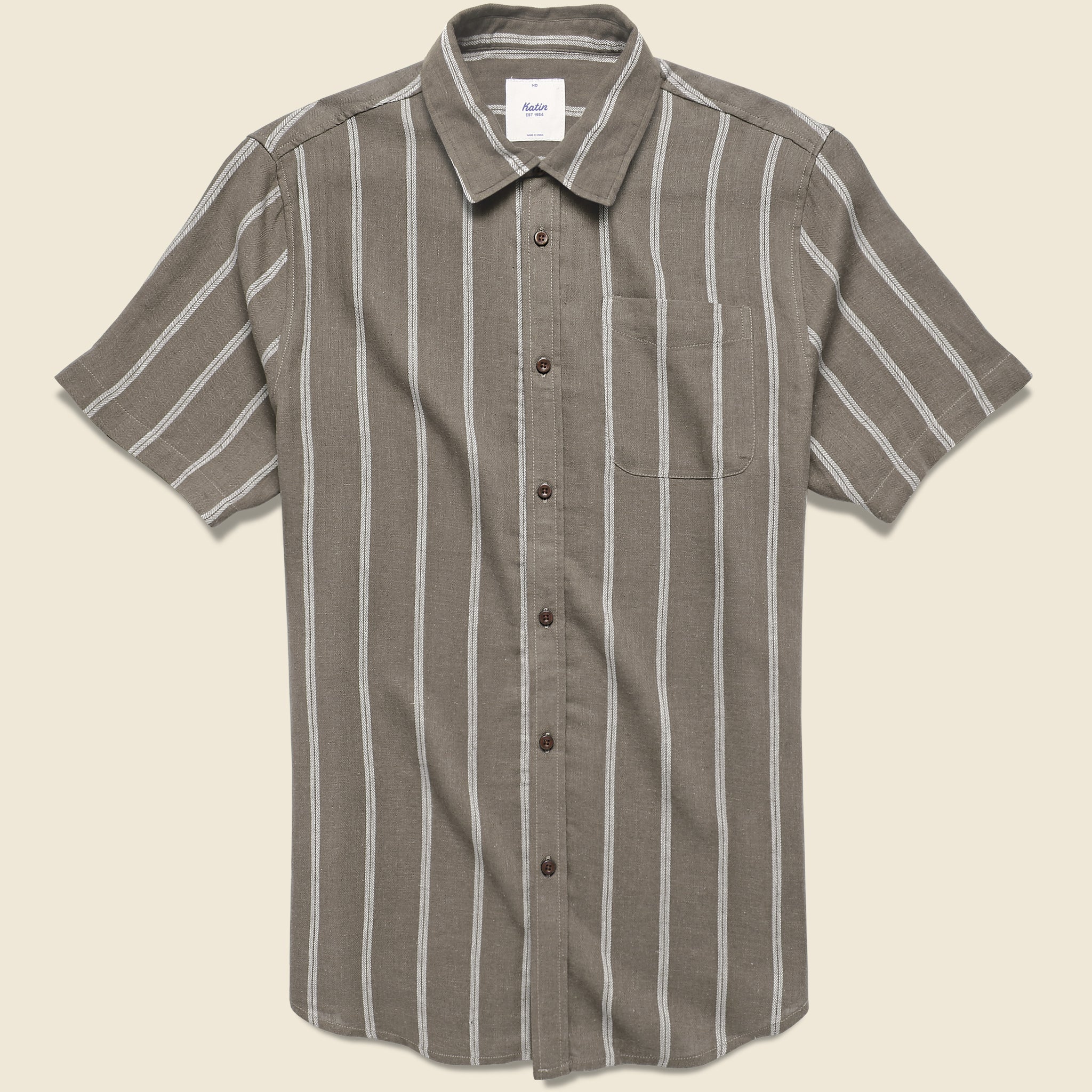 Alan Stripe Shirt - Gravel/White