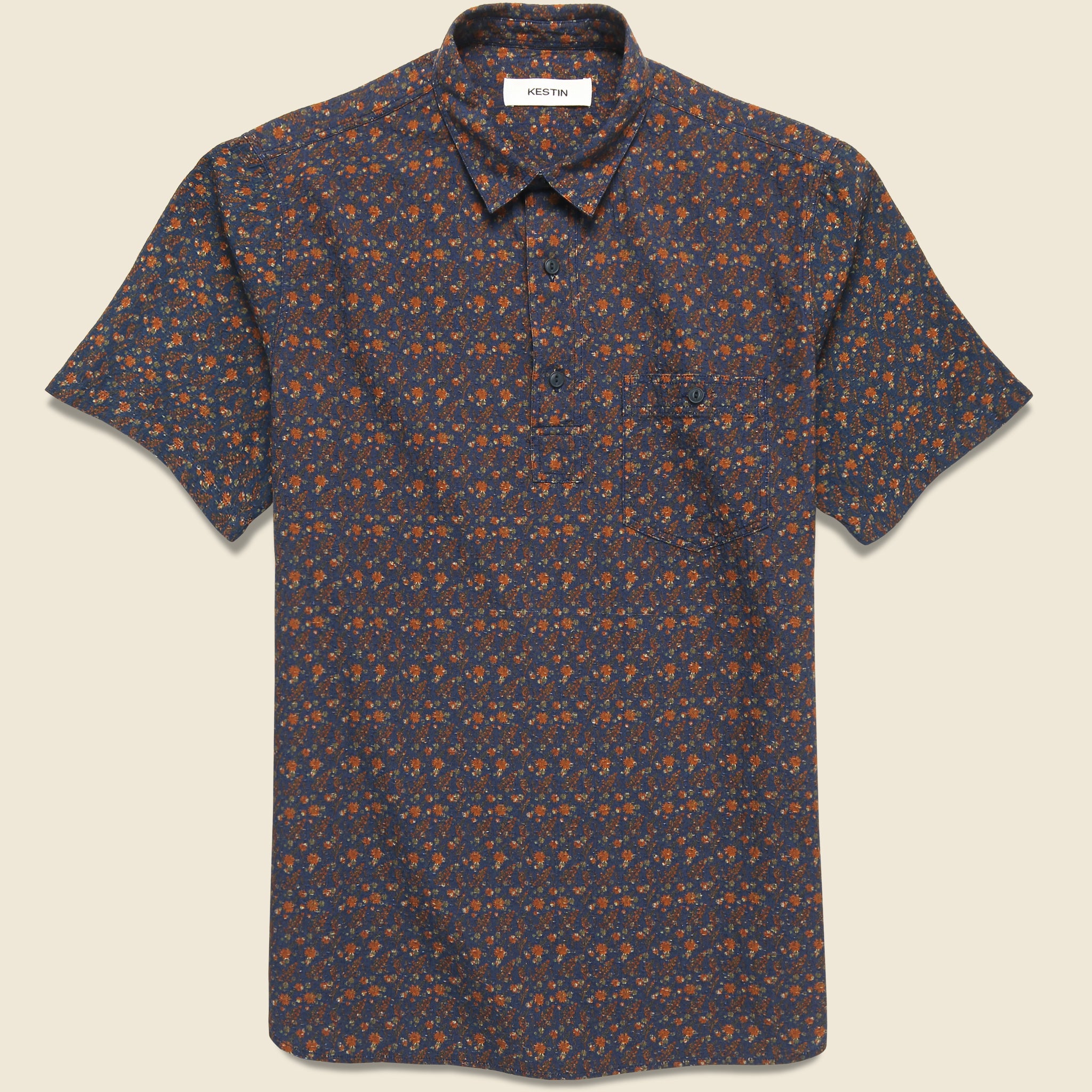 Granton Shirt - Navy Thistle Print - Kestin - STAG Provisions - Tops - S/S Woven - Floral