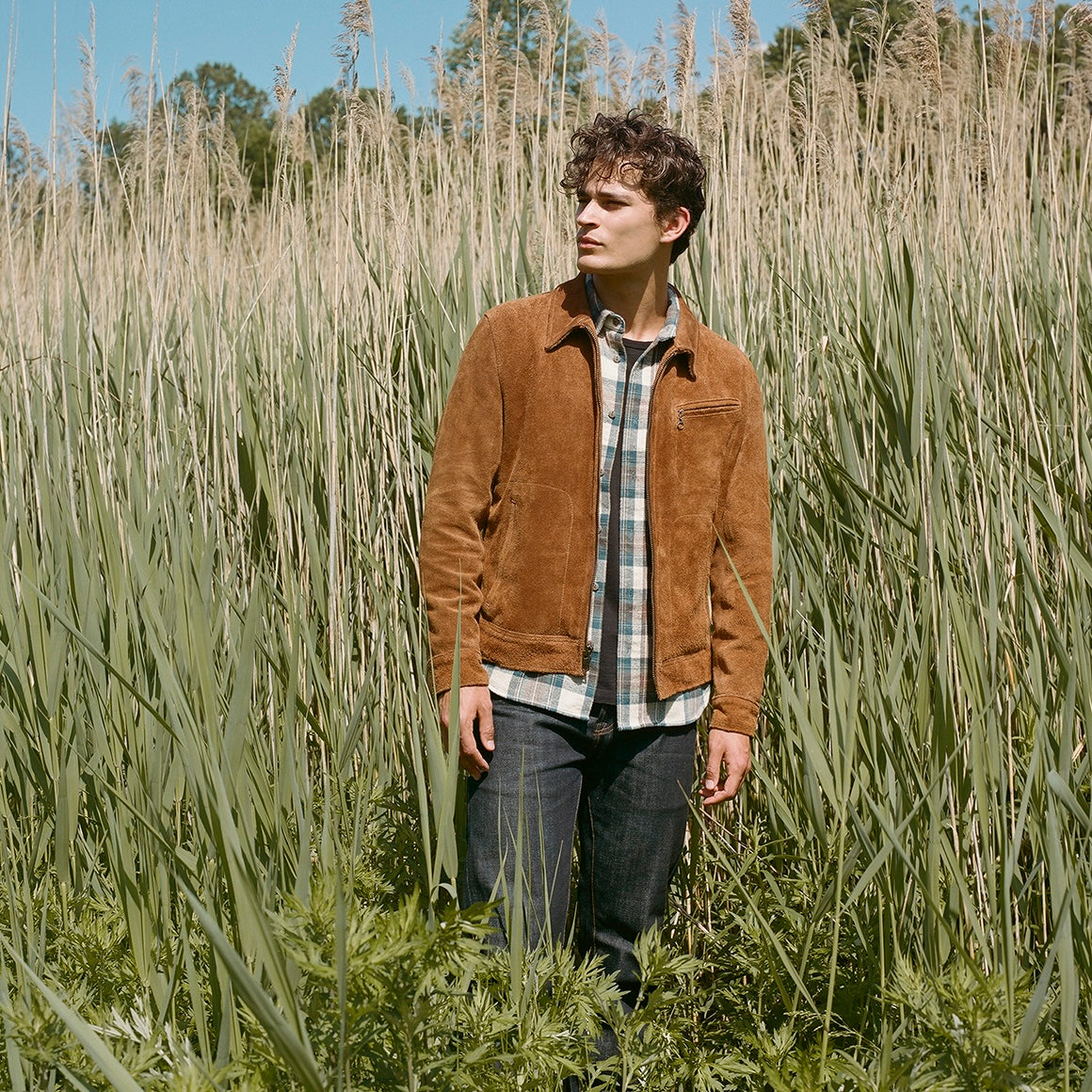 
                          Suede Unlined Trucker Jacket - Saddle
                        