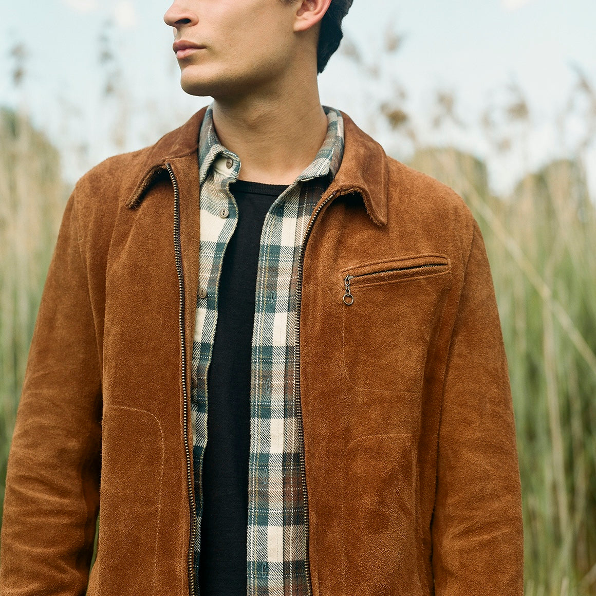 
                          Suede Unlined Trucker Jacket - Saddle
                        