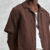 Box Dobby Lido Shirt - Brown - Wax London - STAG Provisions - Tops - S/S Woven - Solid