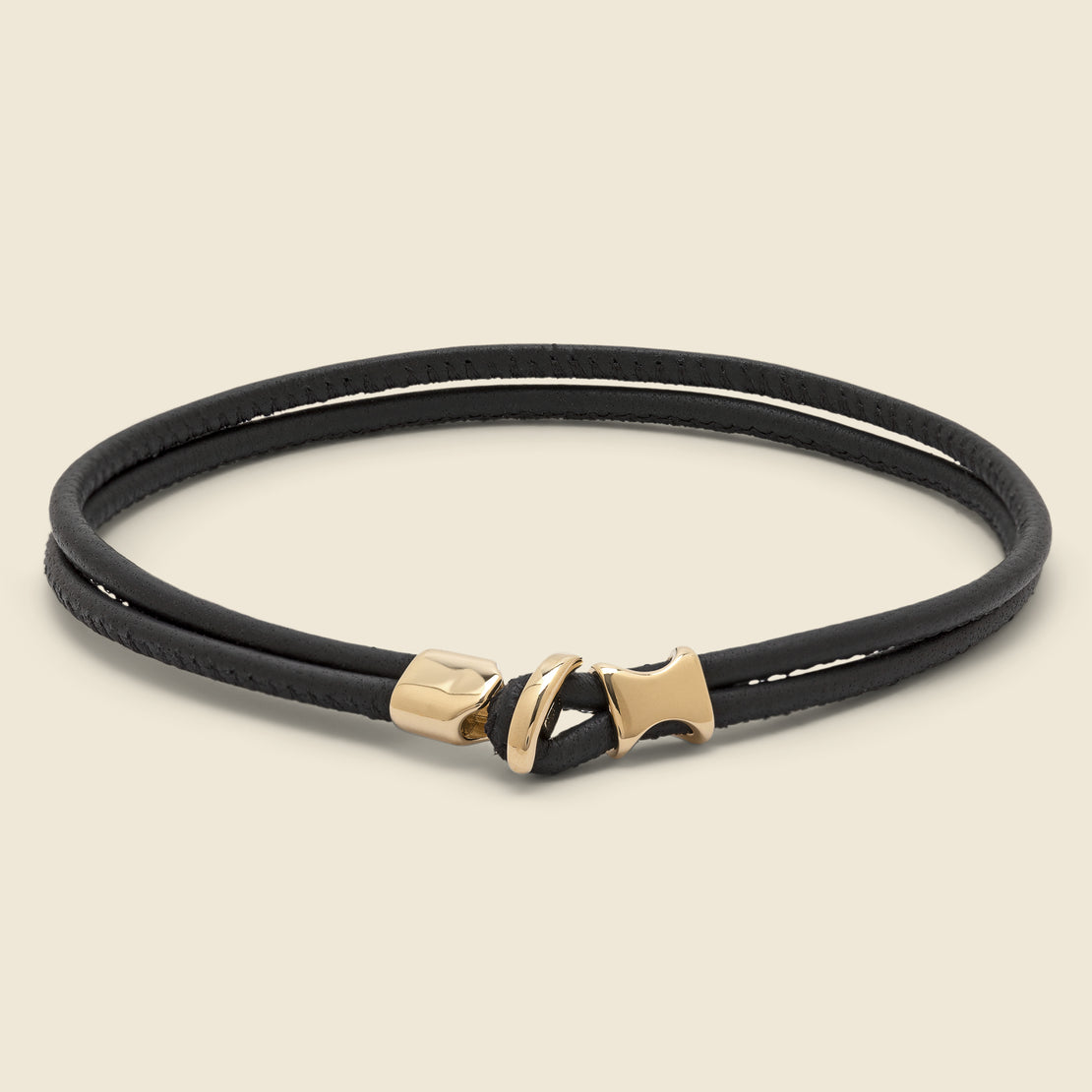 Miansai Orson Loop Leather Bracelet - Gold Vermeil/Black
