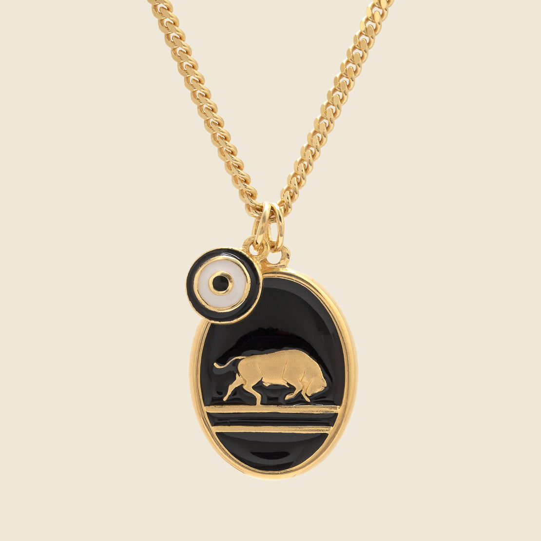 Miansai Oxen Pendant Necklace - Gold Vermeil/Black Enamel