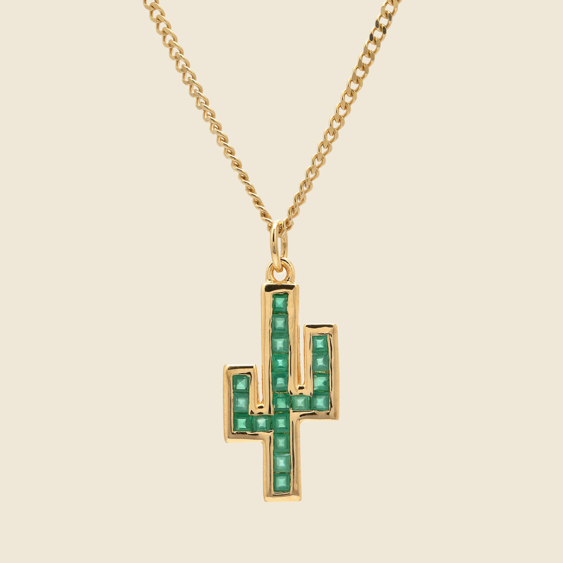 Miansai Onyx Pendant Necklace - Gold Vermeil/Cactus Green