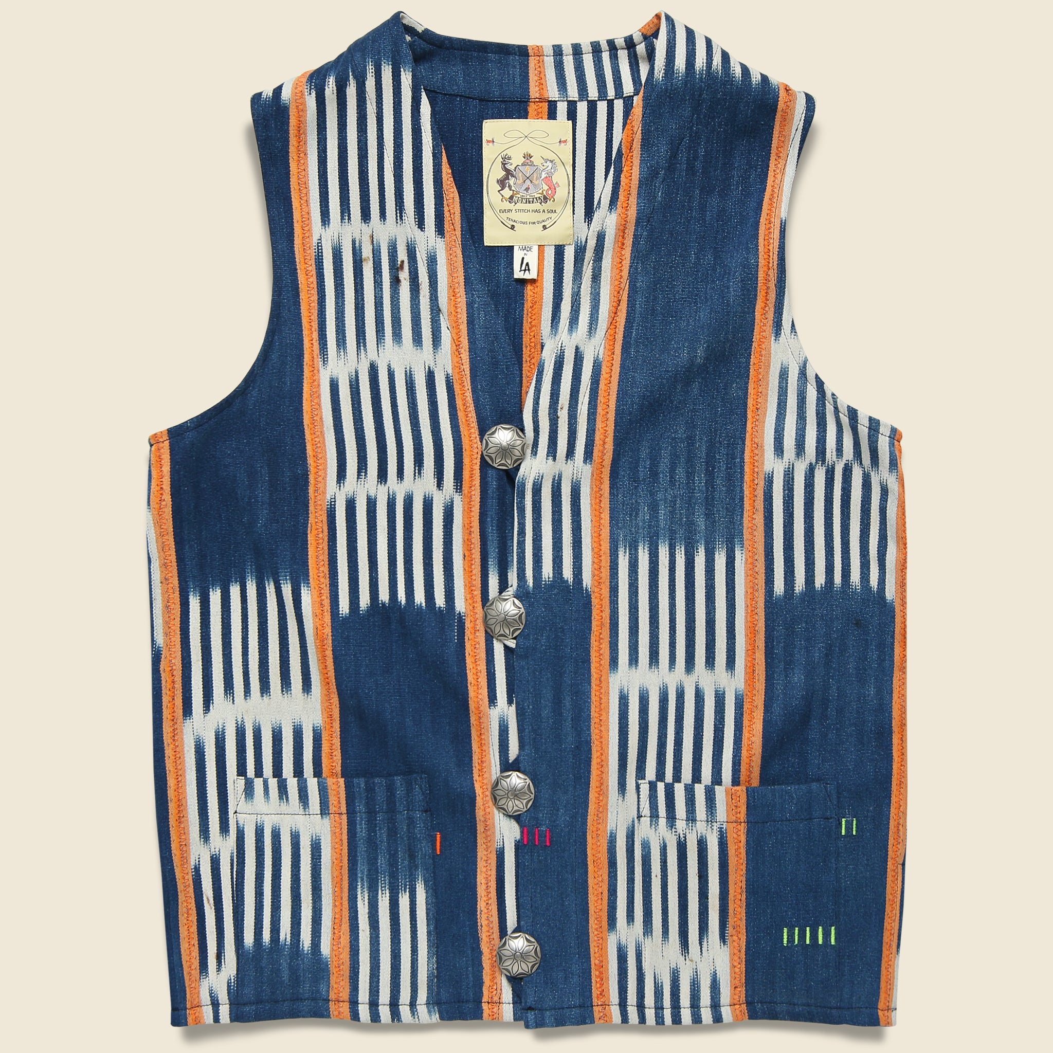 Native Vest - African Indigo Stripe - Monitaly - STAG Provisions - Outerwear - Vest