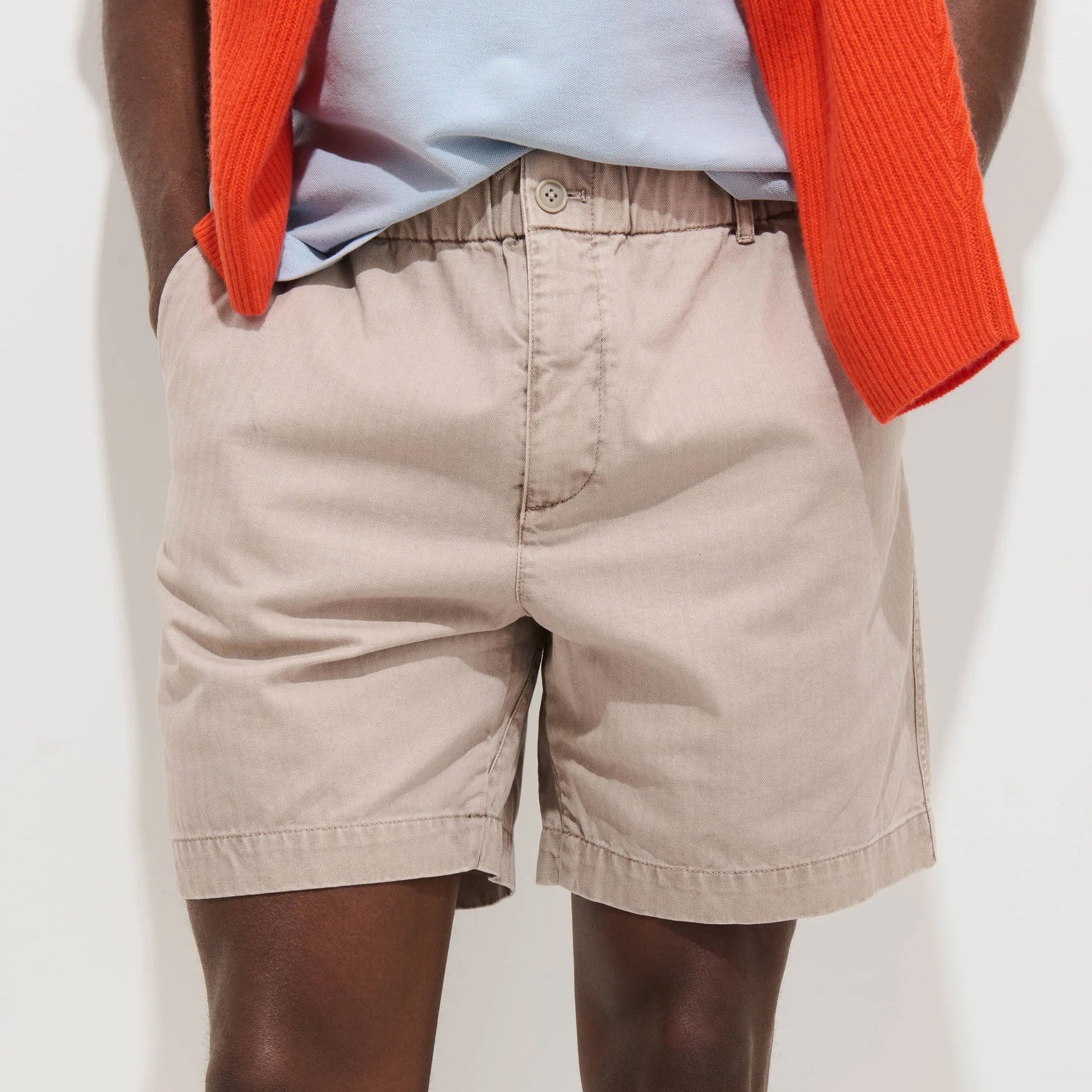 7" Herringbone Pull-On Shorts - Faded Grey - Alex Mill - STAG Provisions - Shorts - Solid