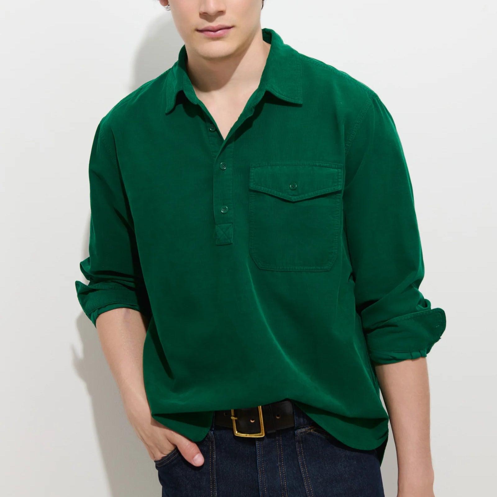 Popover Cord Shirt - Kelly Green - Alex Mill - STAG Provisions - Tops - L/S Woven - Corduroy