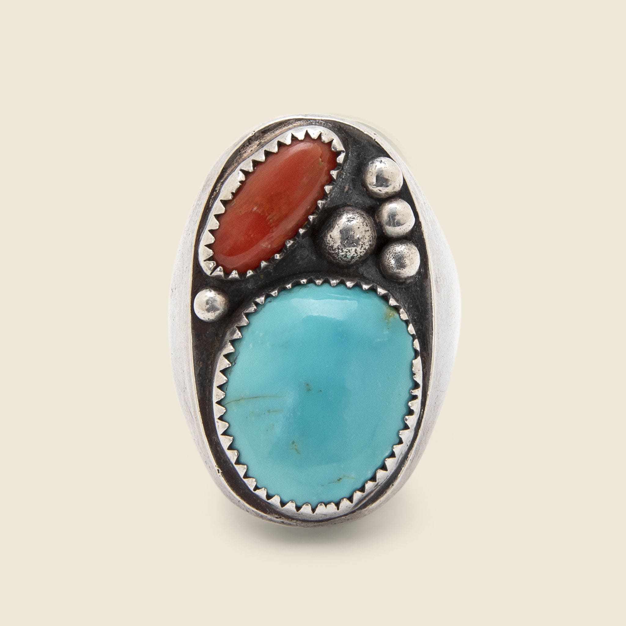 
                          Vintage Silver, Turquoise, &amp; Coral Ring - Vintage - STAG Provisions - One &amp; Done - Accessories &amp; Jewelry
                        