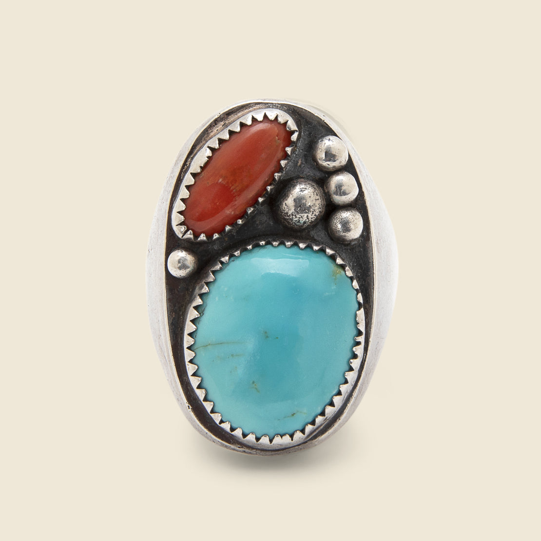 Vintage Silver, Turquoise, & Coral Ring - Vintage - STAG Provisions - One & Done - Accessories & Jewelry