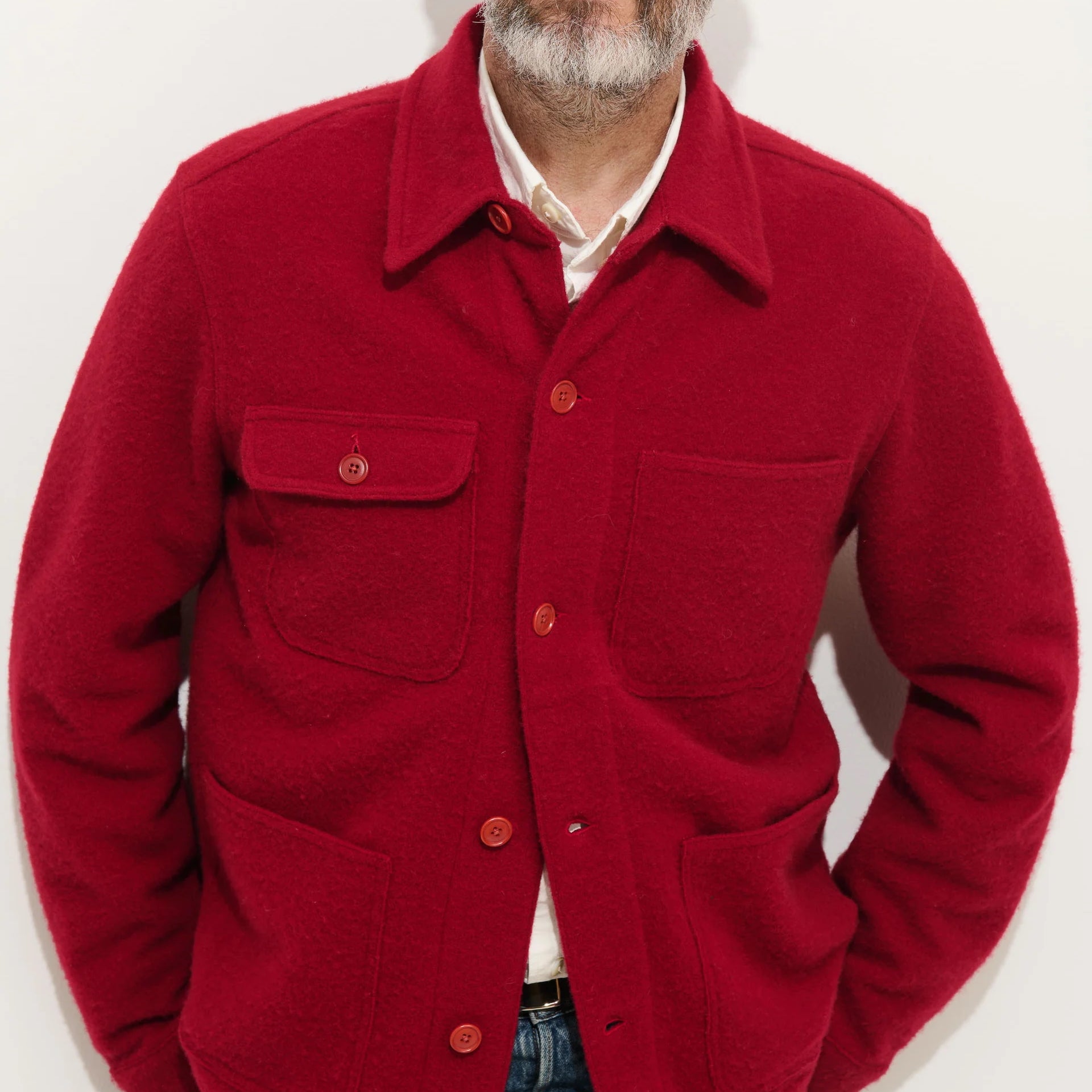 
                          Boiled Wool Work Jacket - Barn Red
                        