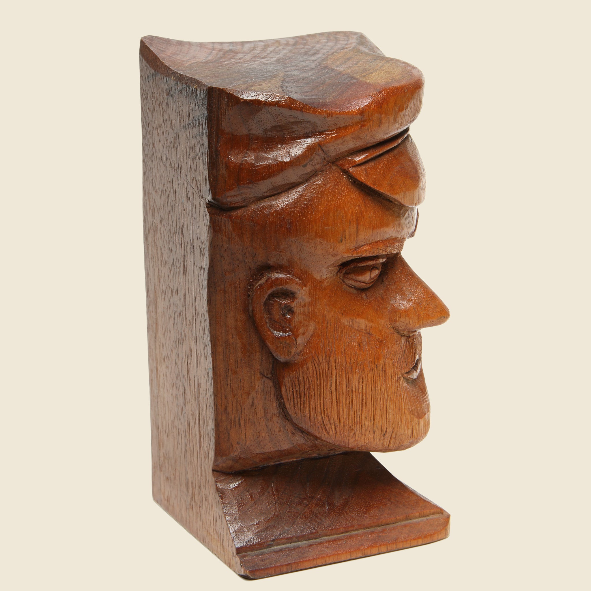 Hand-Carved Fisherman Wooden Bust - Vintage - STAG Provisions - Home - Art & Accesories - Decorative Object