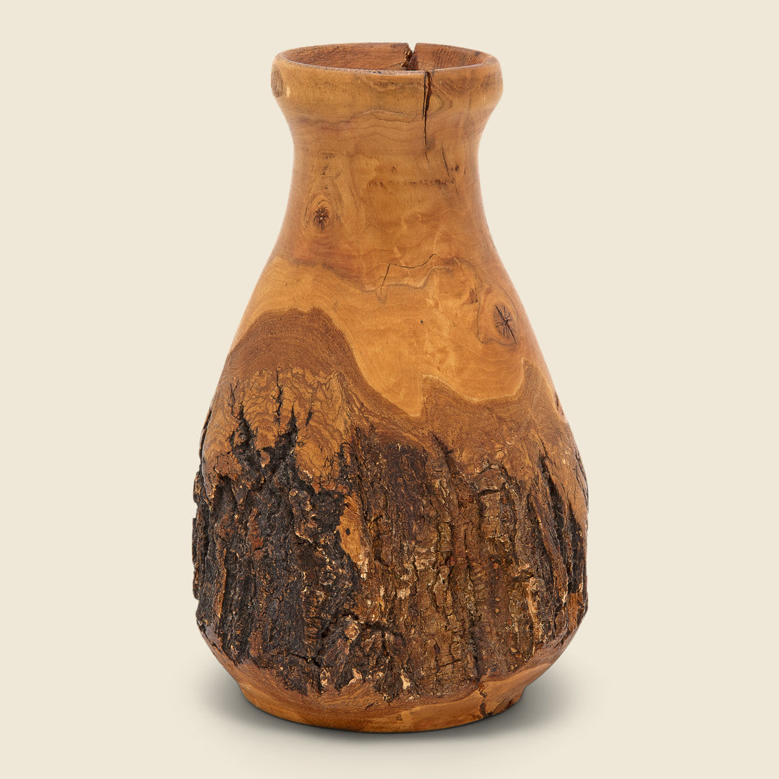 Vintage Large Hand Turned Wooden Vase
