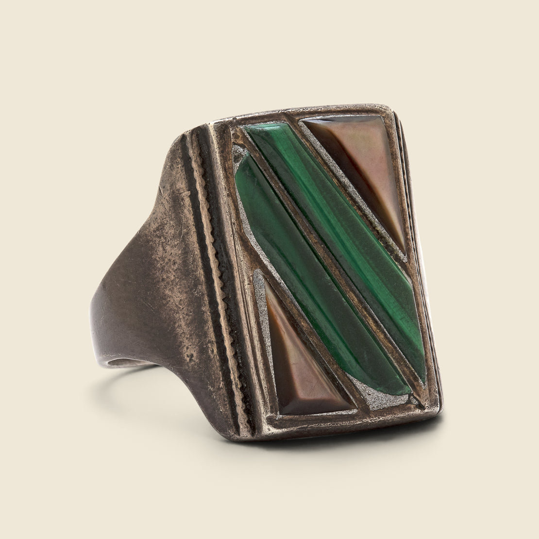 Vintage Abalone & Silver Ring