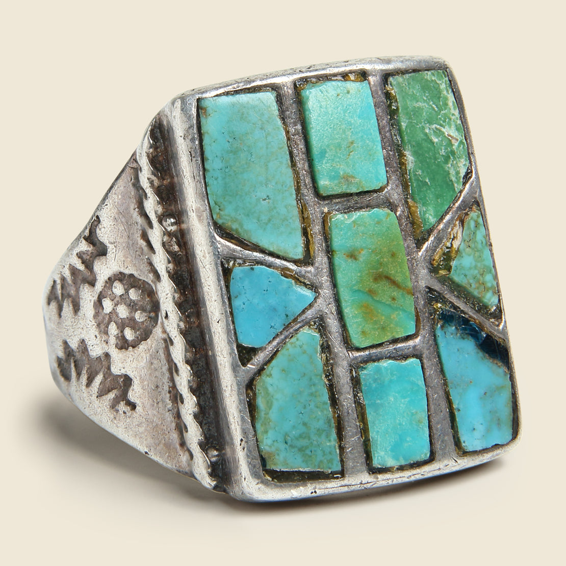Vintage 9-Stone Turquoise Mosaic Ring