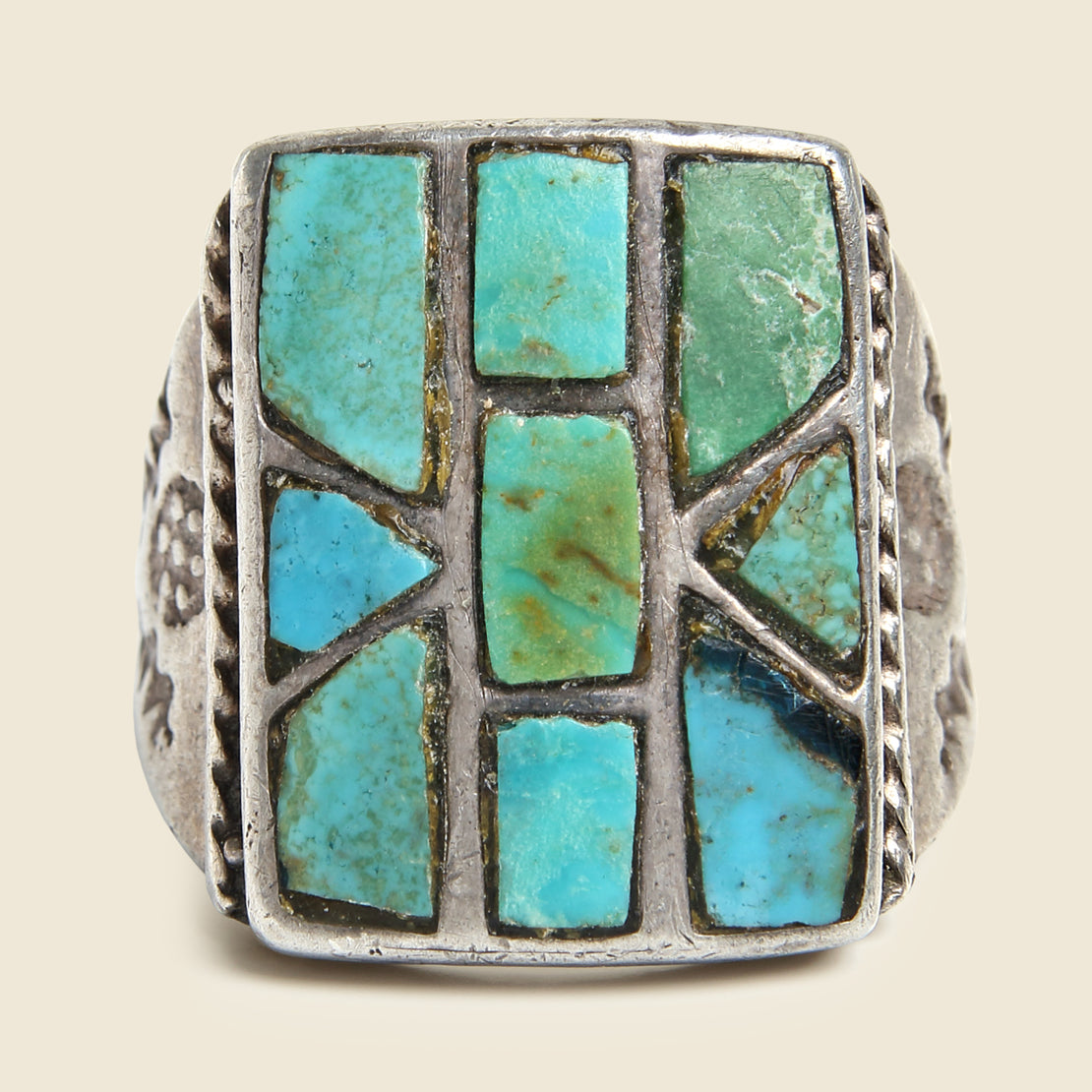 9-Stone Turquoise Mosaic Ring