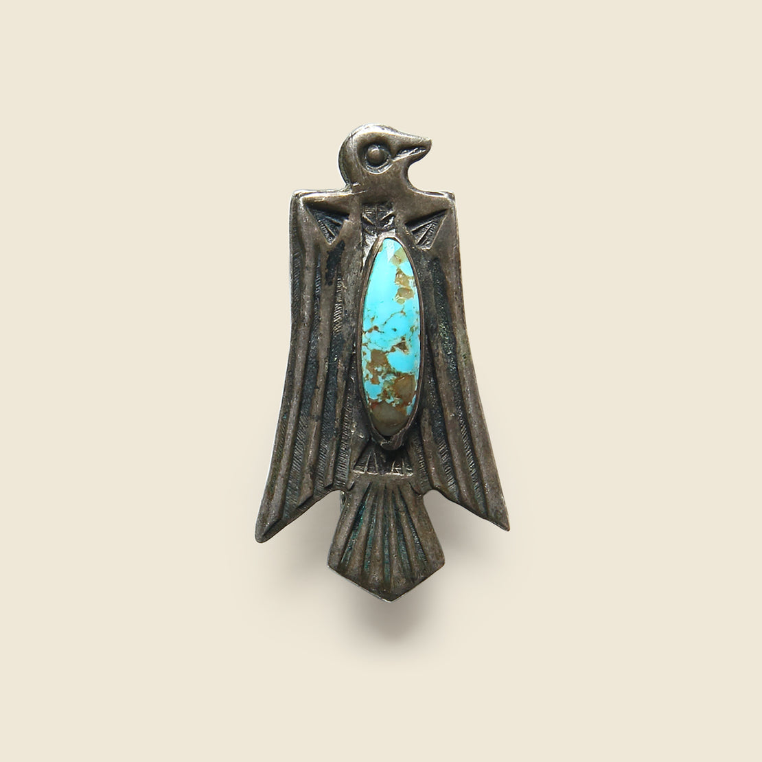 Vintage Small Turquoise Thunderbird Pin