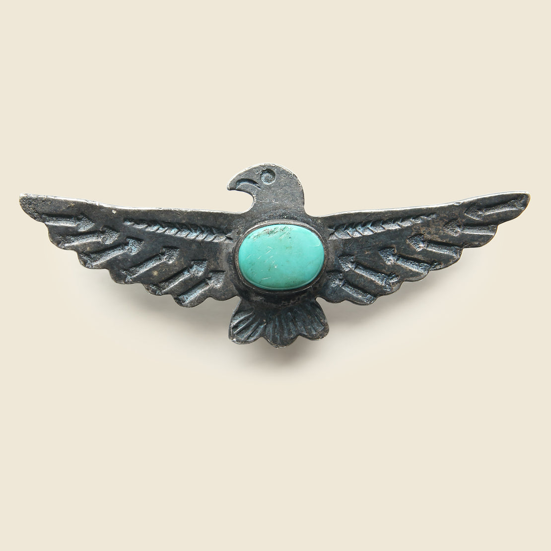 Vintage Large Turquoise Thunderbird Pin
