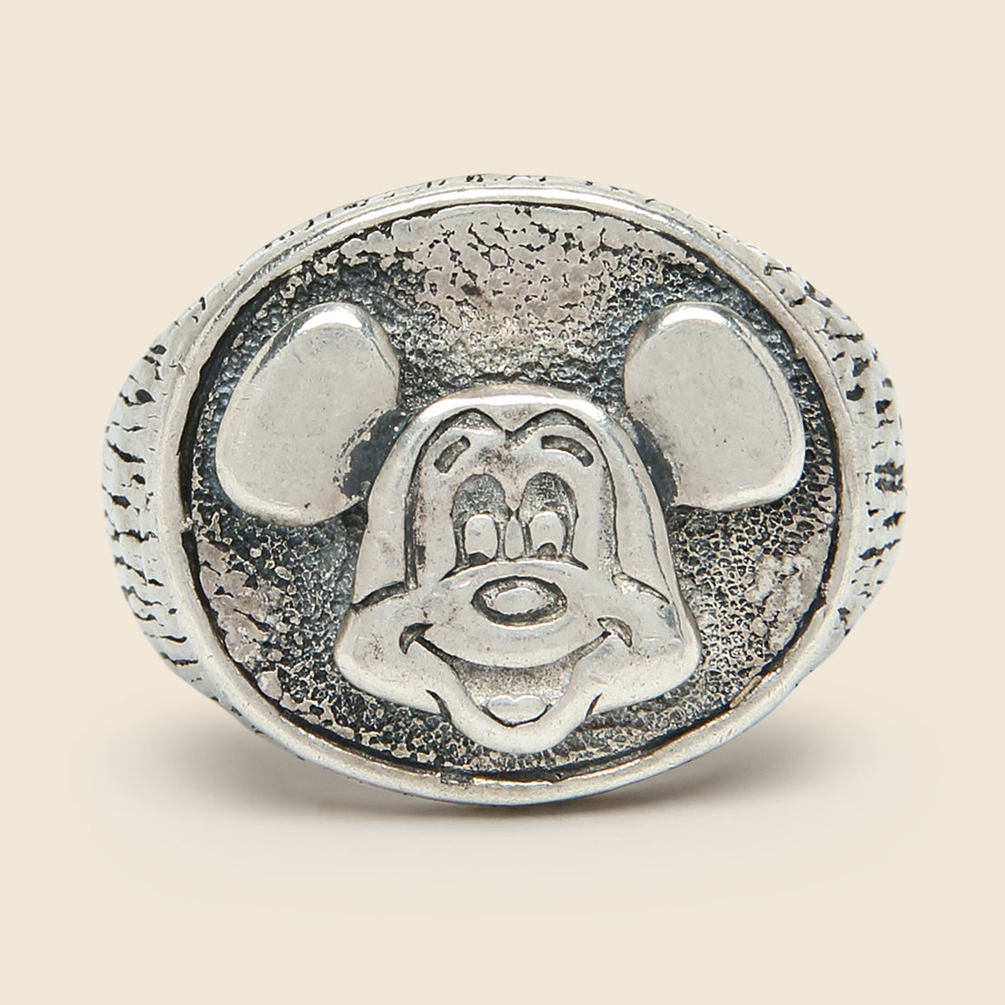 Vintage Sterling Mickey Signet Ring
