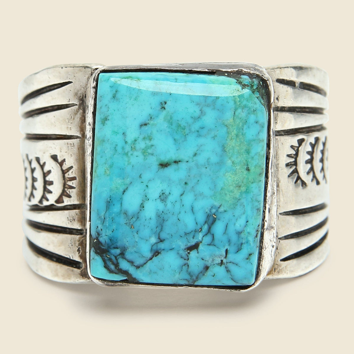 Vintage Sterling & Turquoise Cigar Band Ring