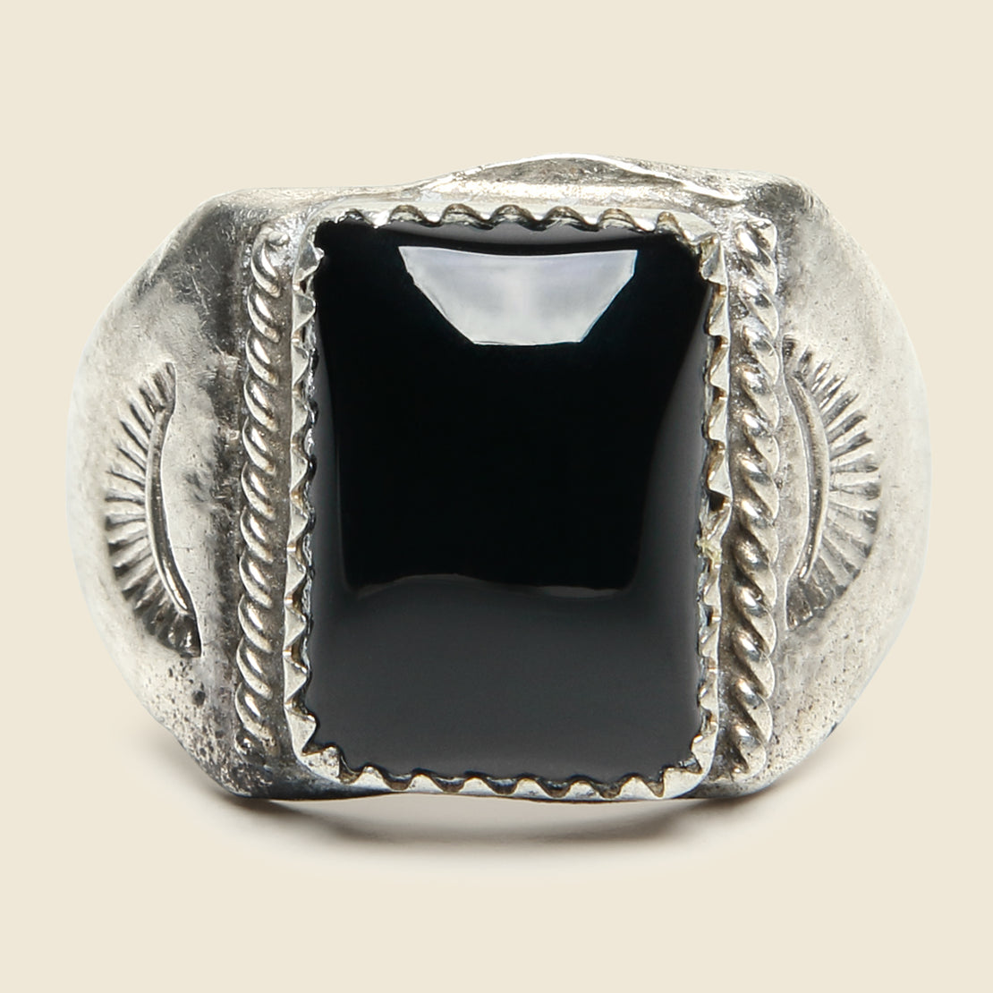 Vintage Sterling & Onyx Stamped Band Ring - Vintage - STAG Provisions - One & Done - Accessories & Jewelry