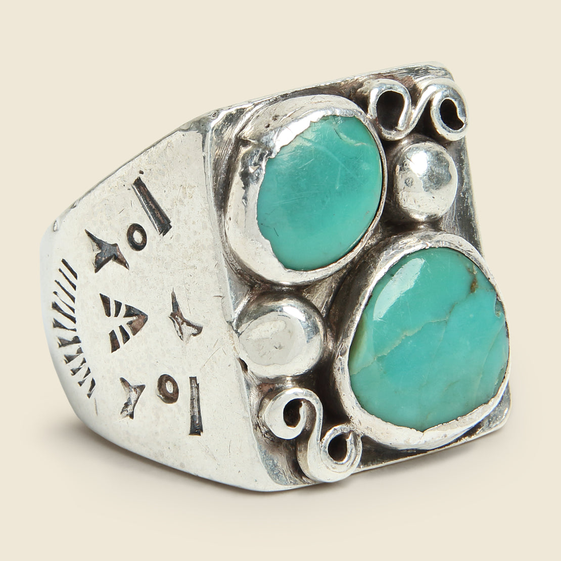 Vintage Vintage Sterling 2-Stone Turquoise Ring