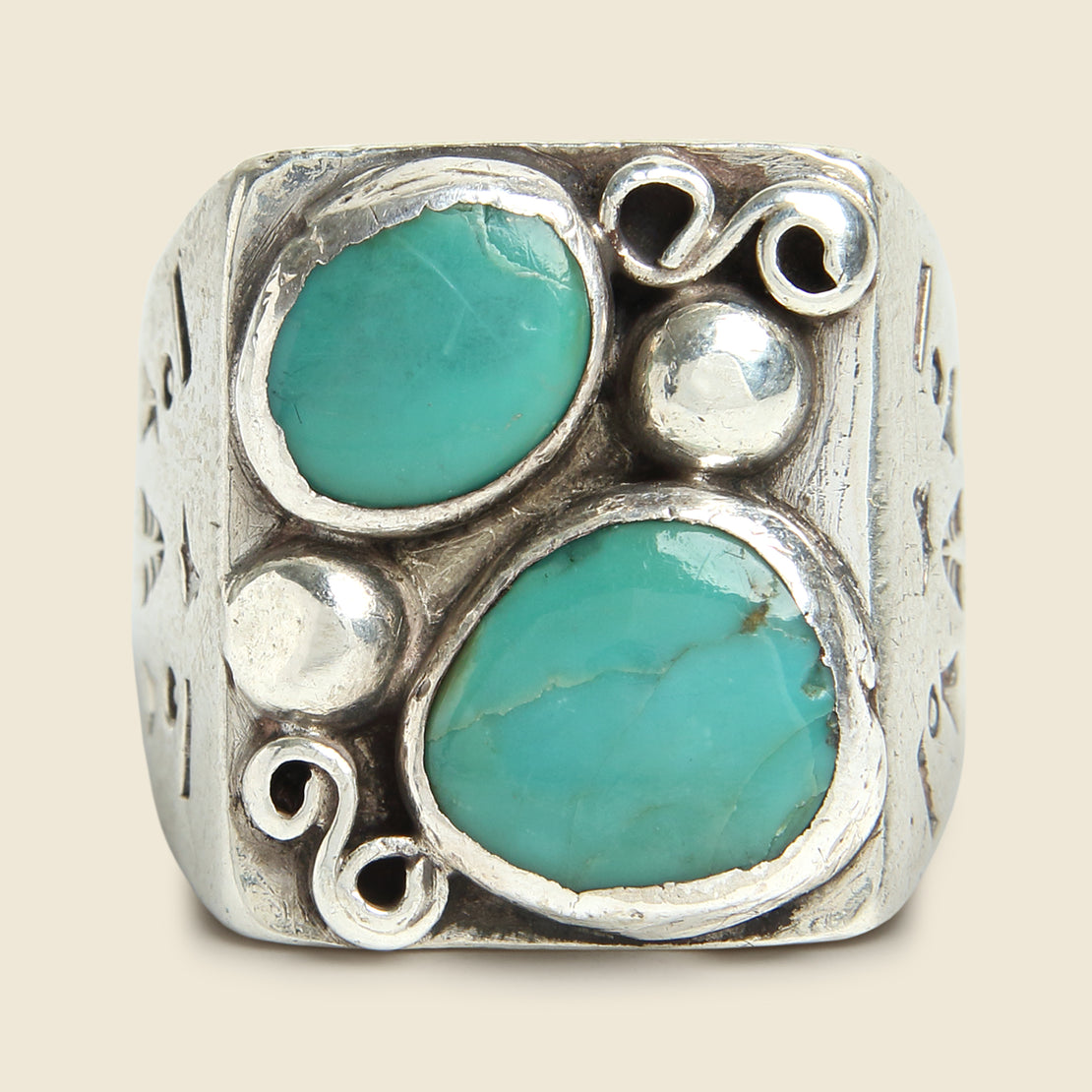 Vintage Sterling 2-Stone Turquoise Ring