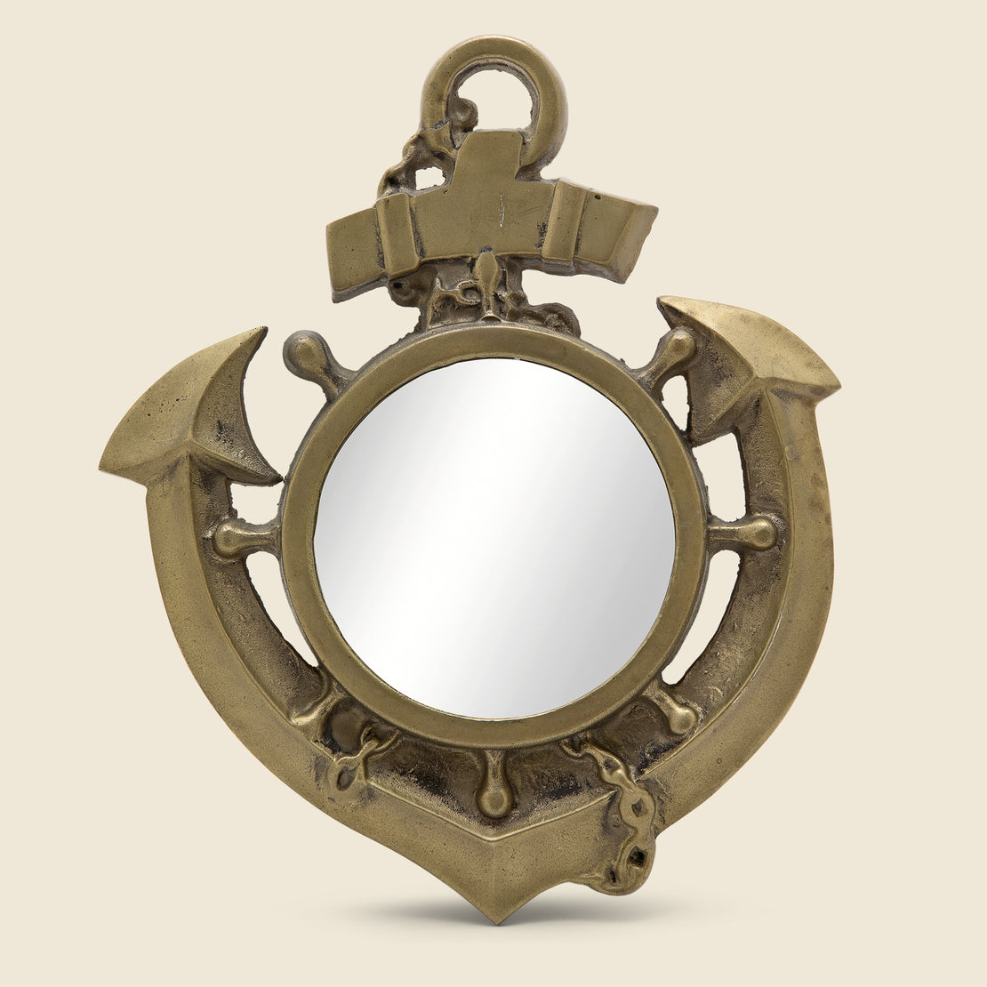 Vintage Brass Anchor Mirror