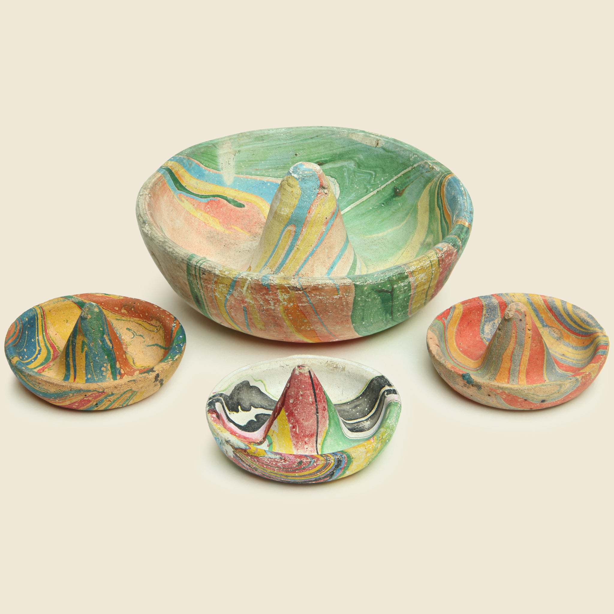 Set of Swirled Pottery Sombreros - Vintage - STAG Provisions - One & Done - Miscellaneous